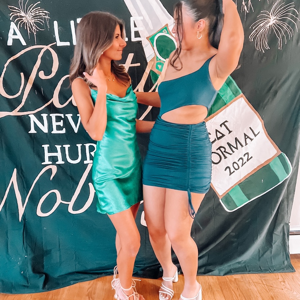 Satin green dress